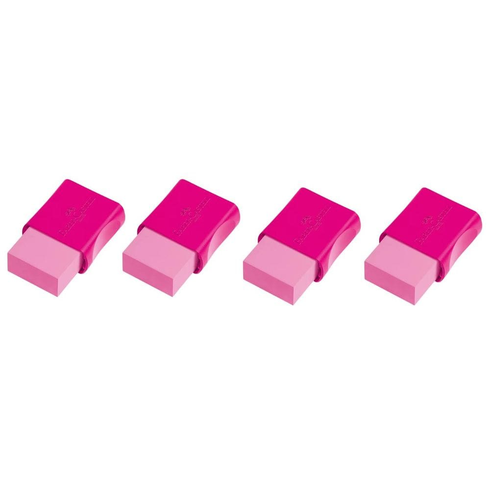 Kit 04 Borracha Escolar Faber Castell Max Rosa Neon