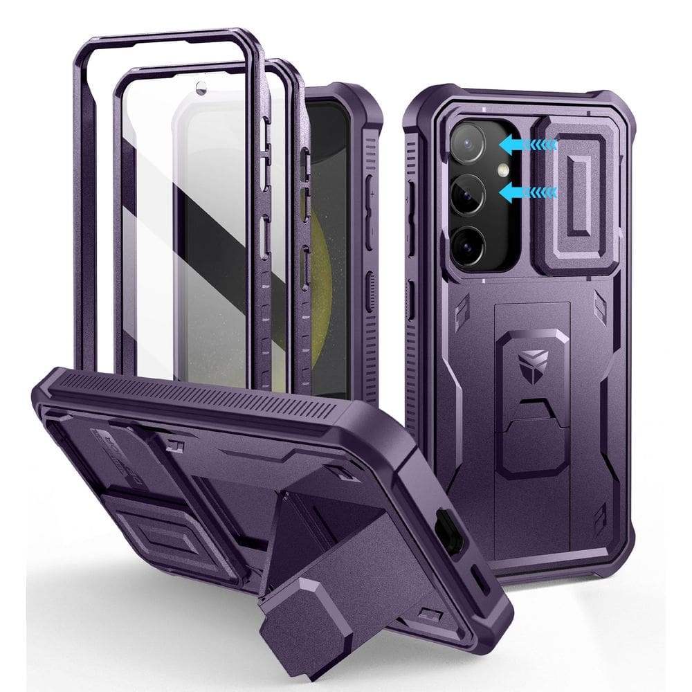 Capa Dexnor para Samsung Galaxy S24 com capa de câmera deslizante roxa