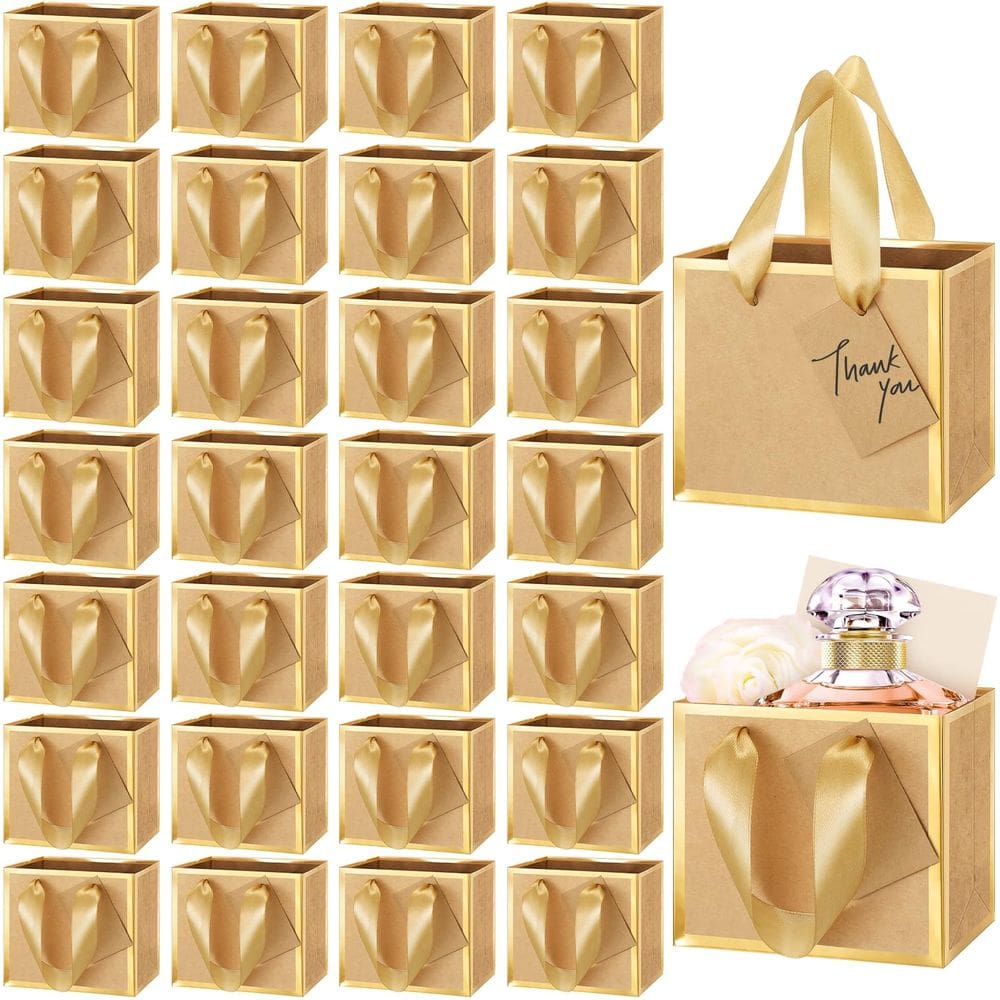 Sacos de presente Yeeqee Mini Metallic Foil 50 unidades com alças 10x12x6cm