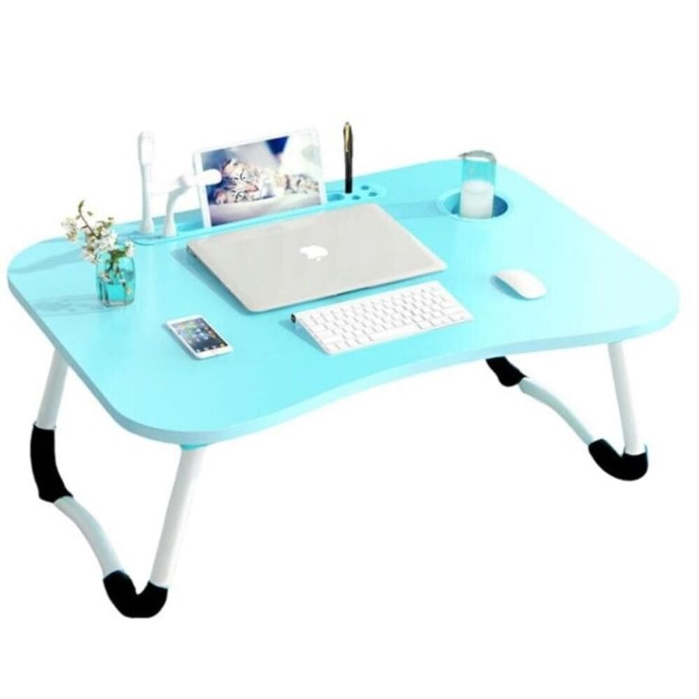 Mesa Notebook Portátil Dobrável com Ventilador e Luminária Azul