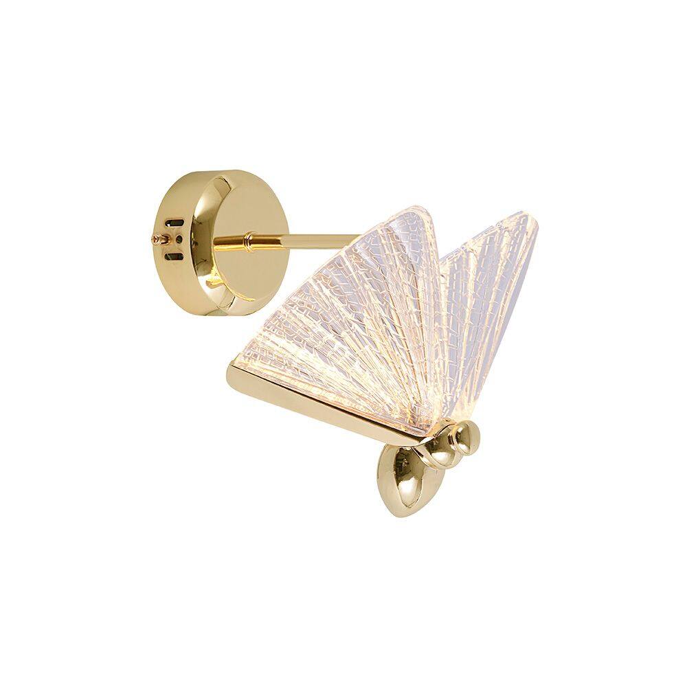 Arandela Borboleta Sindora QB05103 Led Dourada Bivolt