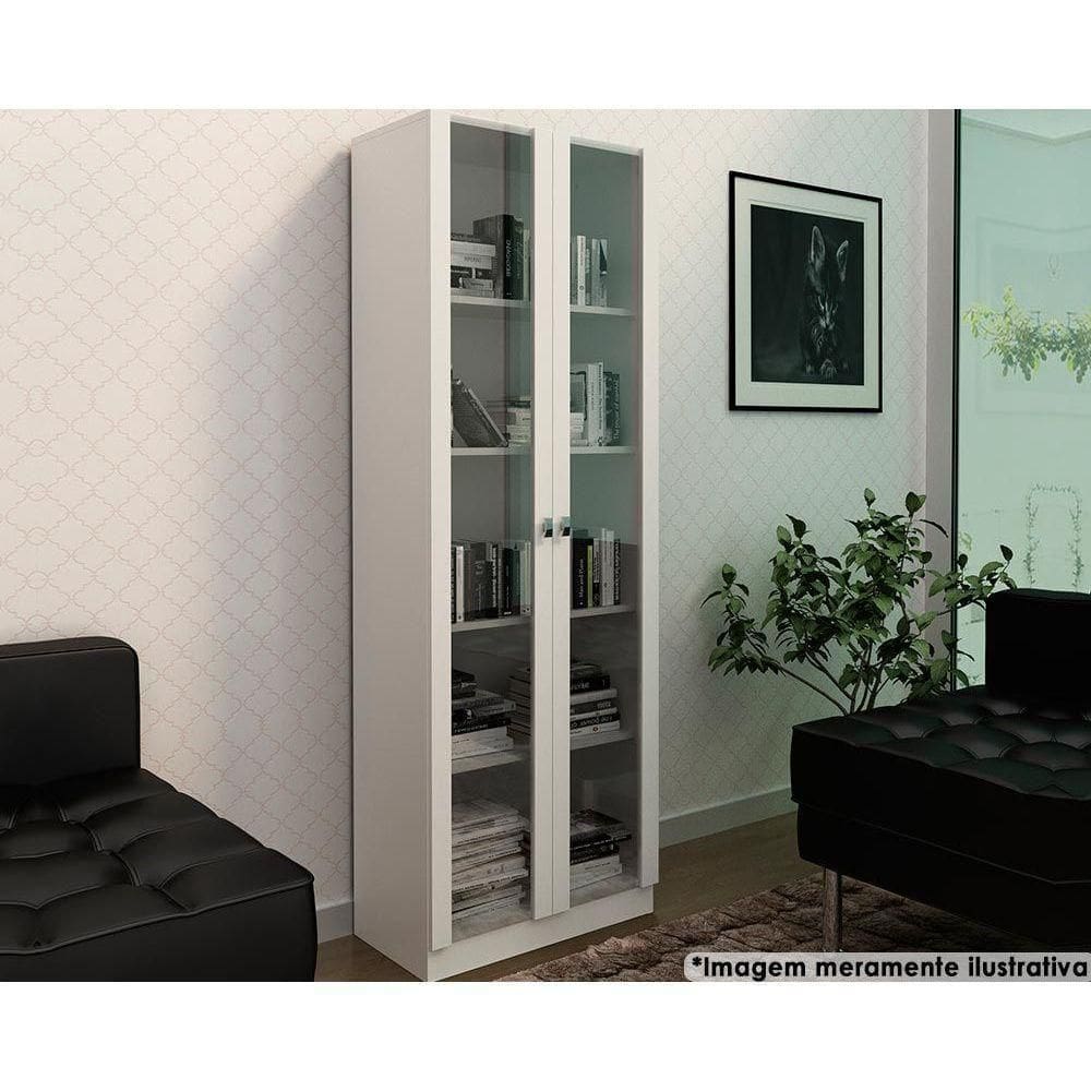 Estante De Escritório Me4115 C- 2 Portas C- Vidro Branco - Tecno Mobili