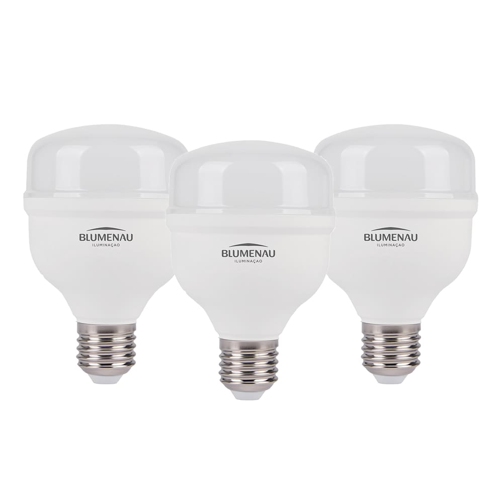 Kit 3 Lâmpadas High Led 50W Bivolt E27 6500K Luz Branca Blumenau