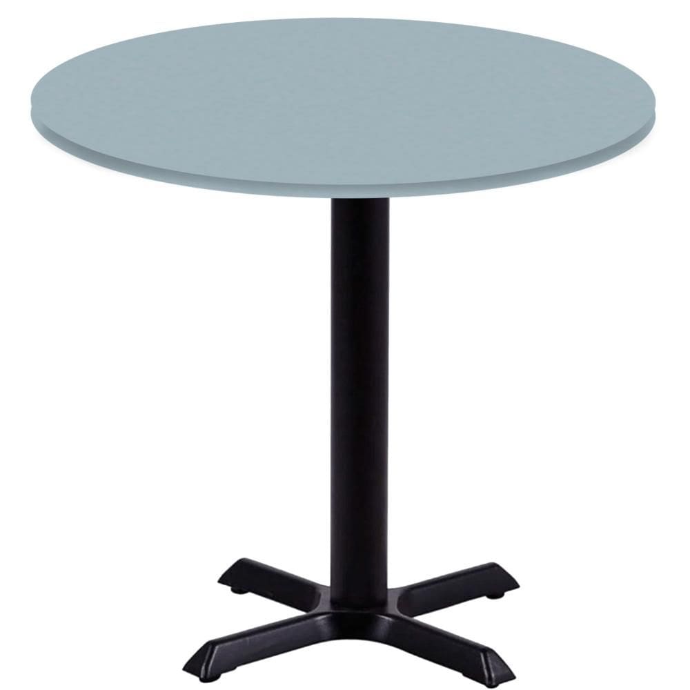 Mesa Ômega Ferro Preto 74 cm (Alt) Base em X Tampo MDP Redondo 60 cm (Larg) x 2,50 cm (Alt) Cinza