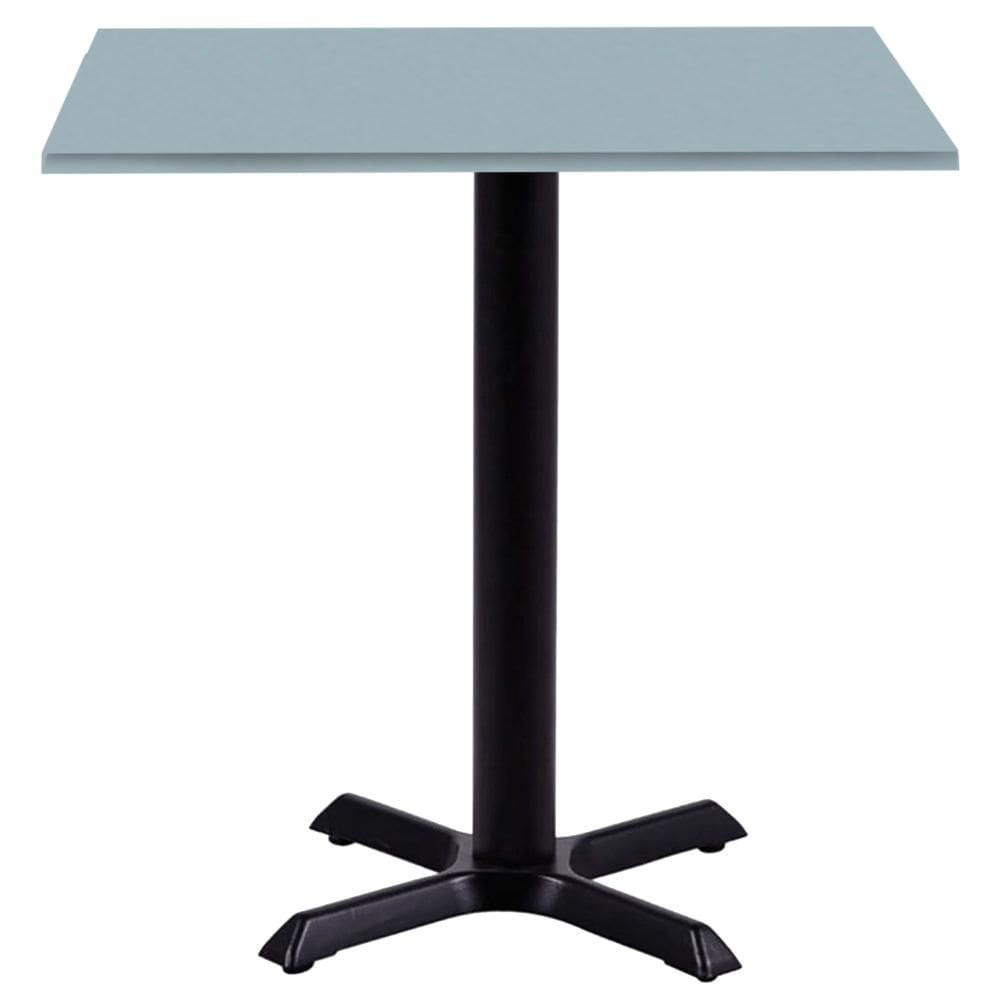 Mesa Ômega Ferro Preto 74 cm (Alt) Base em X Tampo MDP Quadrado 70 cm (Larg) x 2,50 cm (Alt) Cinza