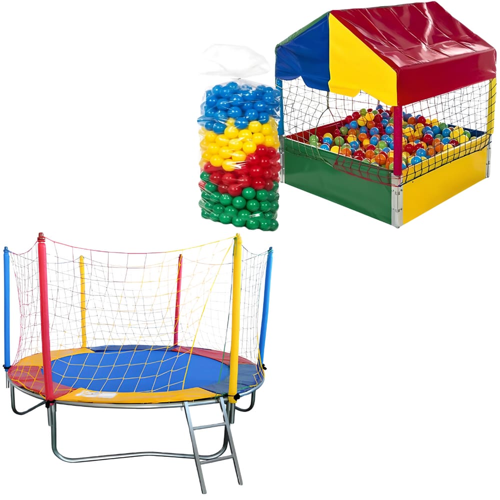 Kit Cama Elástica 2,30m Piscina de Bolinhas 1,00m c/ 500 Bolinhas