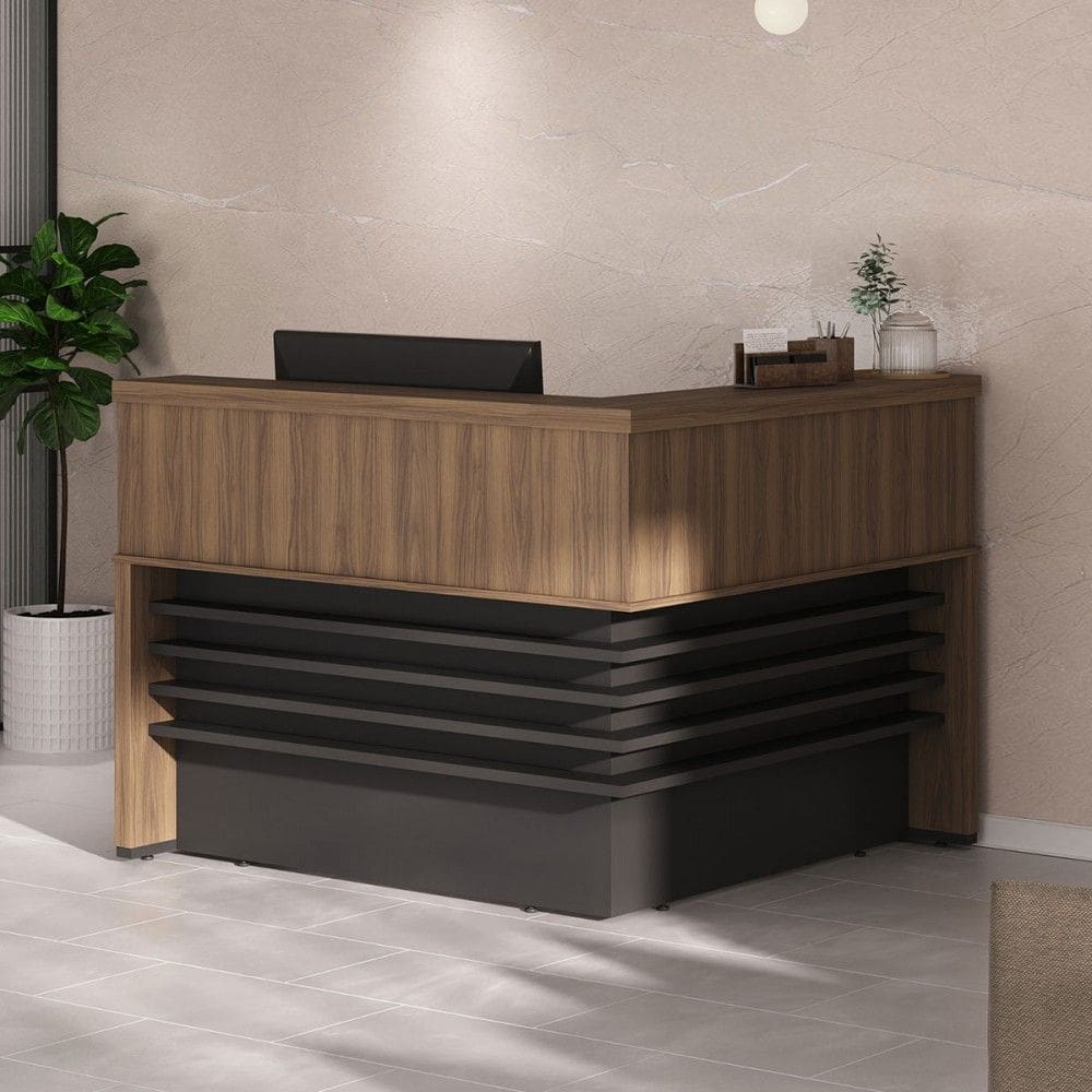 Mesa Tamburato Atendimento Nogal/Preto - Artany Móveis