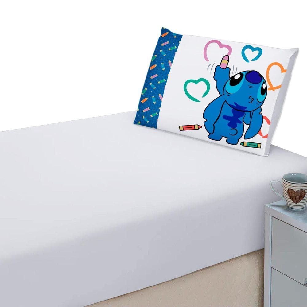 Lençol Liso Elásticado + Fronha Estampada Decorativa