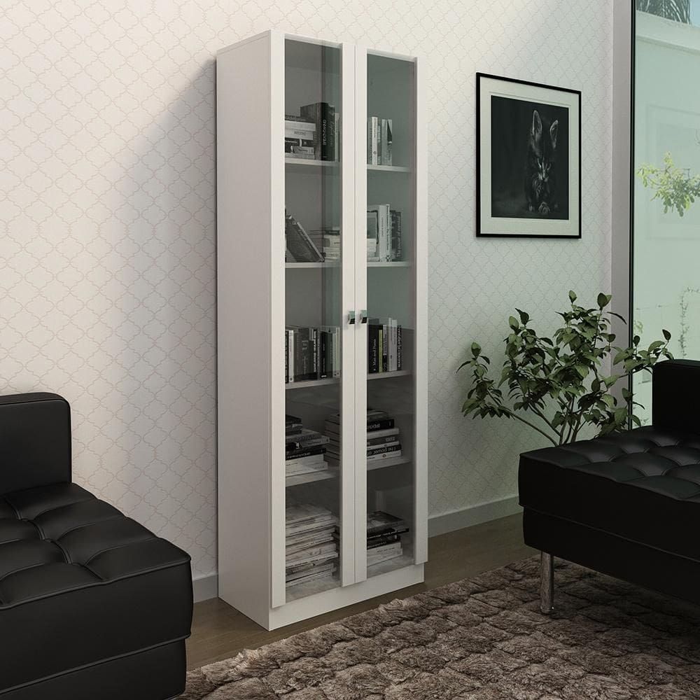 Armário para Escritório 02 Portas de Vidro ME4115 Branco Tecnomobili