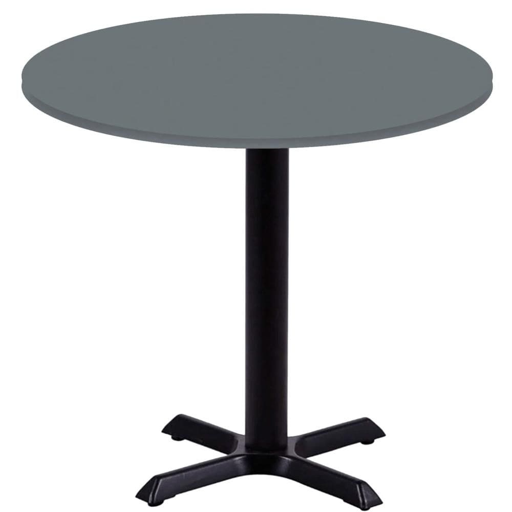 Mesa Ômega Ferro Preto 74 cm (Alt) Base em X Tampo MDP Redondo 80 cm (Larg) x 2,50 cm (Alt) Grafito