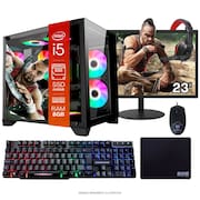 Computador PC Gamer Completo TOB Intel Core i5 SSD 240GB 8GB Gabinete Aquário Teclado Mouse Mouse Pad e Headset Gamer Monitor 23” Windows 10 Pro