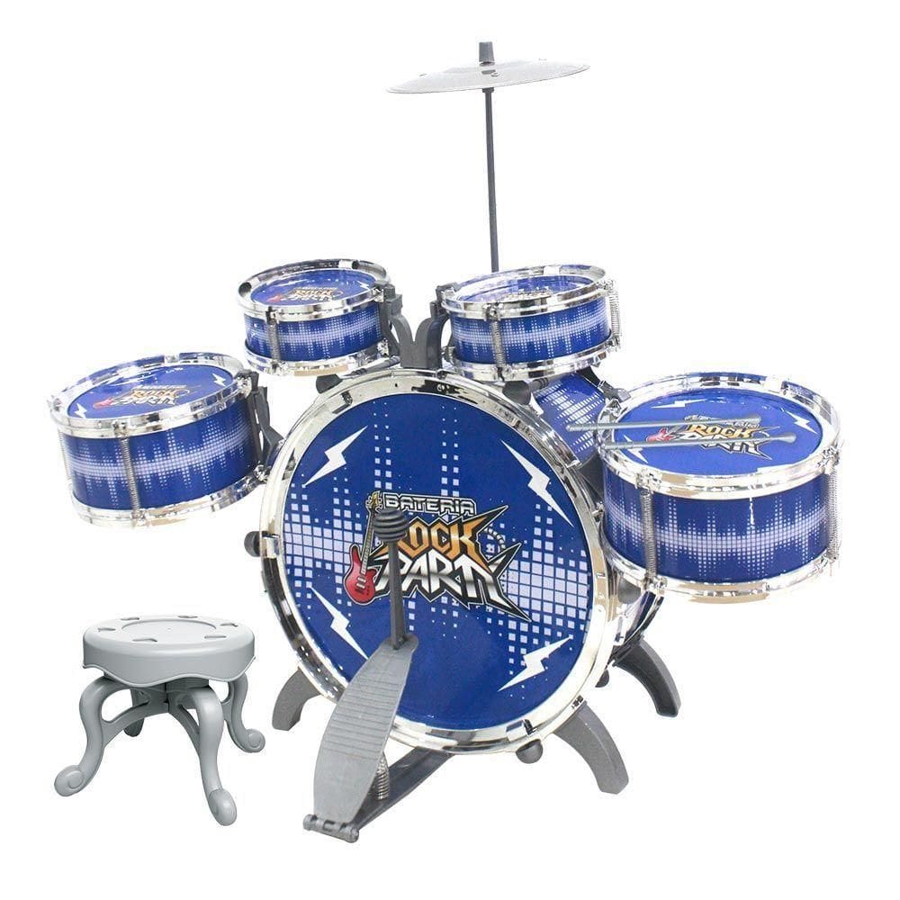 Bateria Infantil Rock Party Azul Dmt6066 Dm Toys