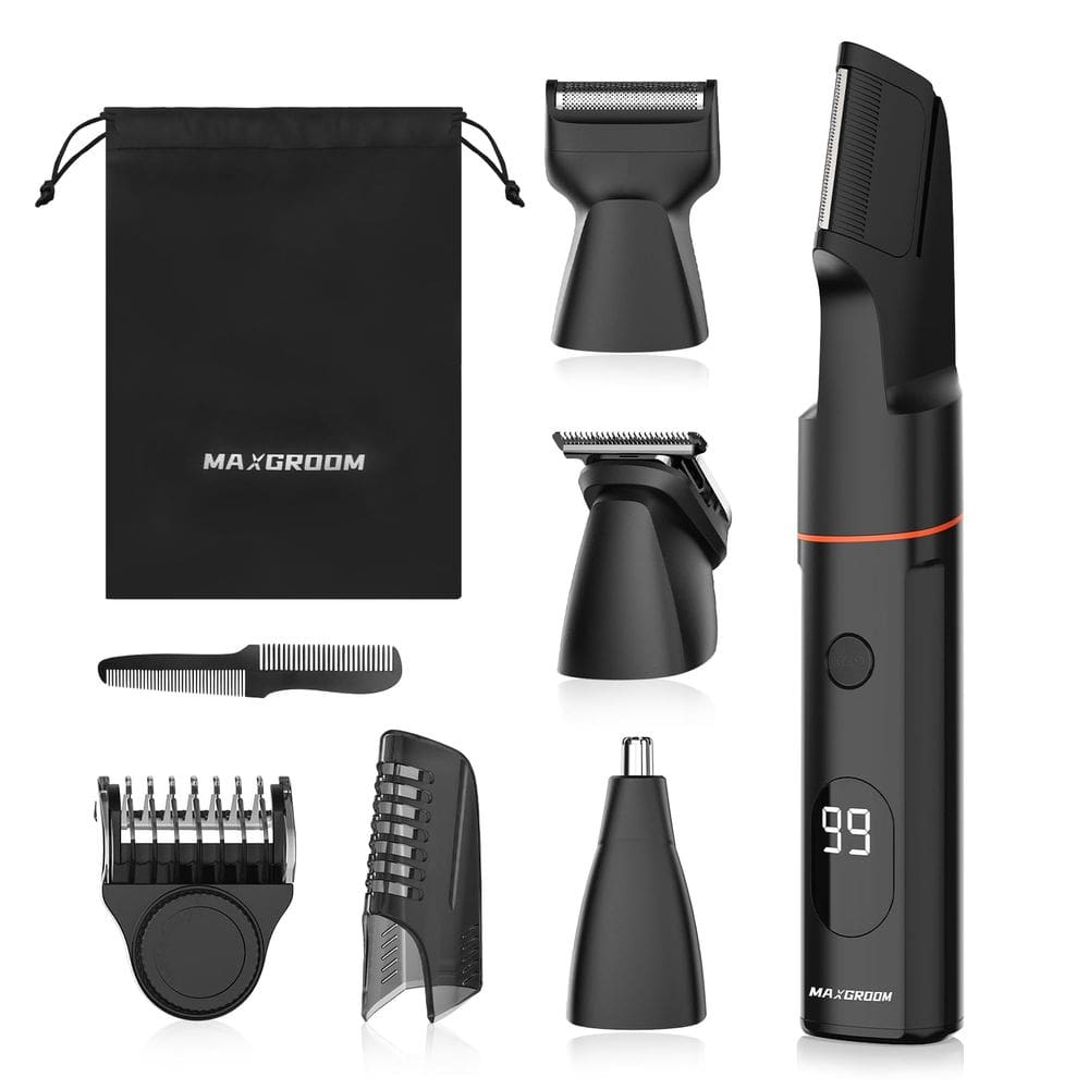 Aparador de pelos corporais MAXGROOM 4 em 1 para homens impermeável preto