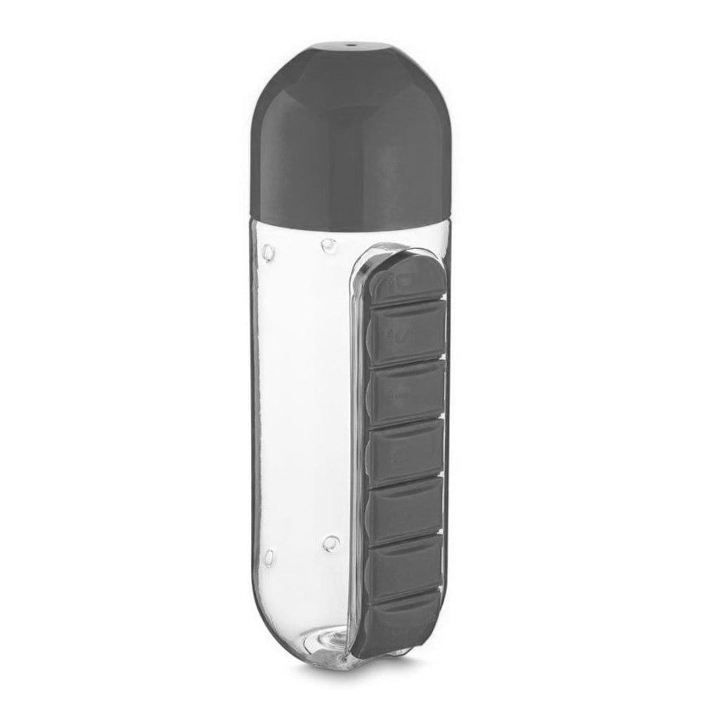 Garrafa Plastico Porta Comprimidos Destacavel 600ml Cinza