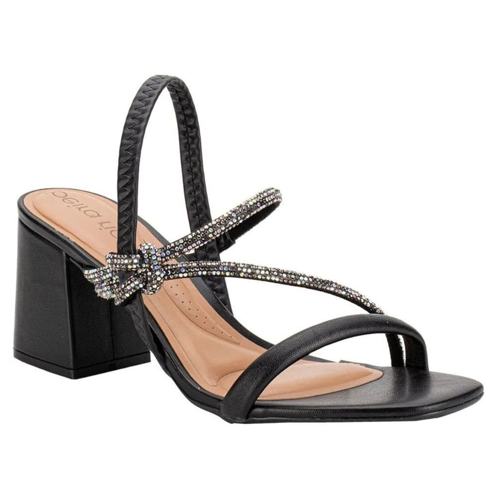 Sandália Feminina Estilosa Conforto Strass Feminina Preta