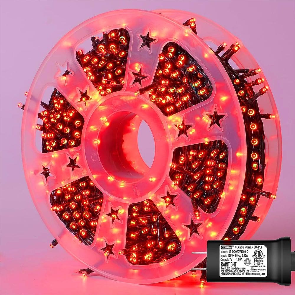 Luzes de Natal YEGUO 165 pés 500 LED vermelhas ao ar livre/interno