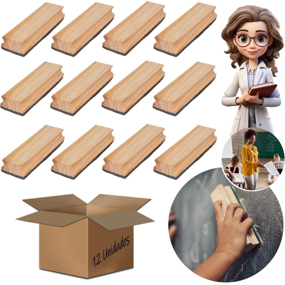 Kit Com 12 Apagadores Multiuso Para Quadro Negro E Branco