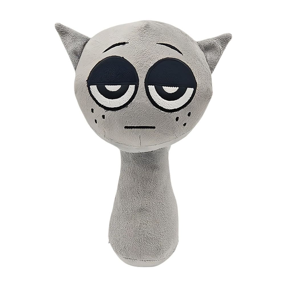 Almofada Sprunki de pelúcia recheada para fãs de jogos de terror (25 cm) cinza