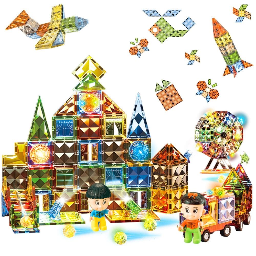 Brinquedo de construção CherbyCherby Diamond Magnetic Tiles 125 unidades
