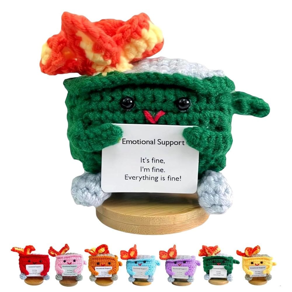 Suporte emocional Crochet Doll Dumpster Fire, presente feito à mão