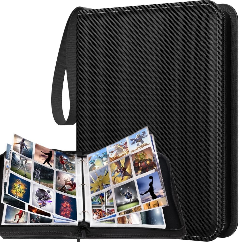 Collector Trading Card Binder 900 cartas de couro PU preto