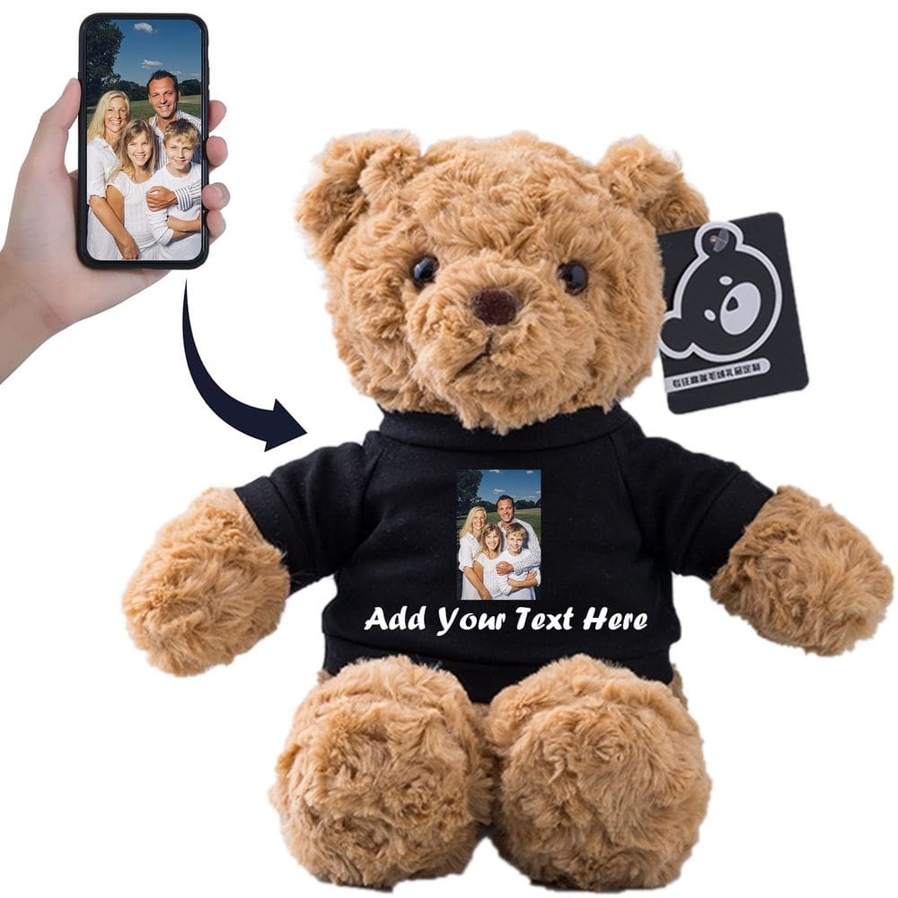 Brinquedo de pelúcia Stuffed Bear, ursinho de pelúcia personalizado, 33 cm, preto