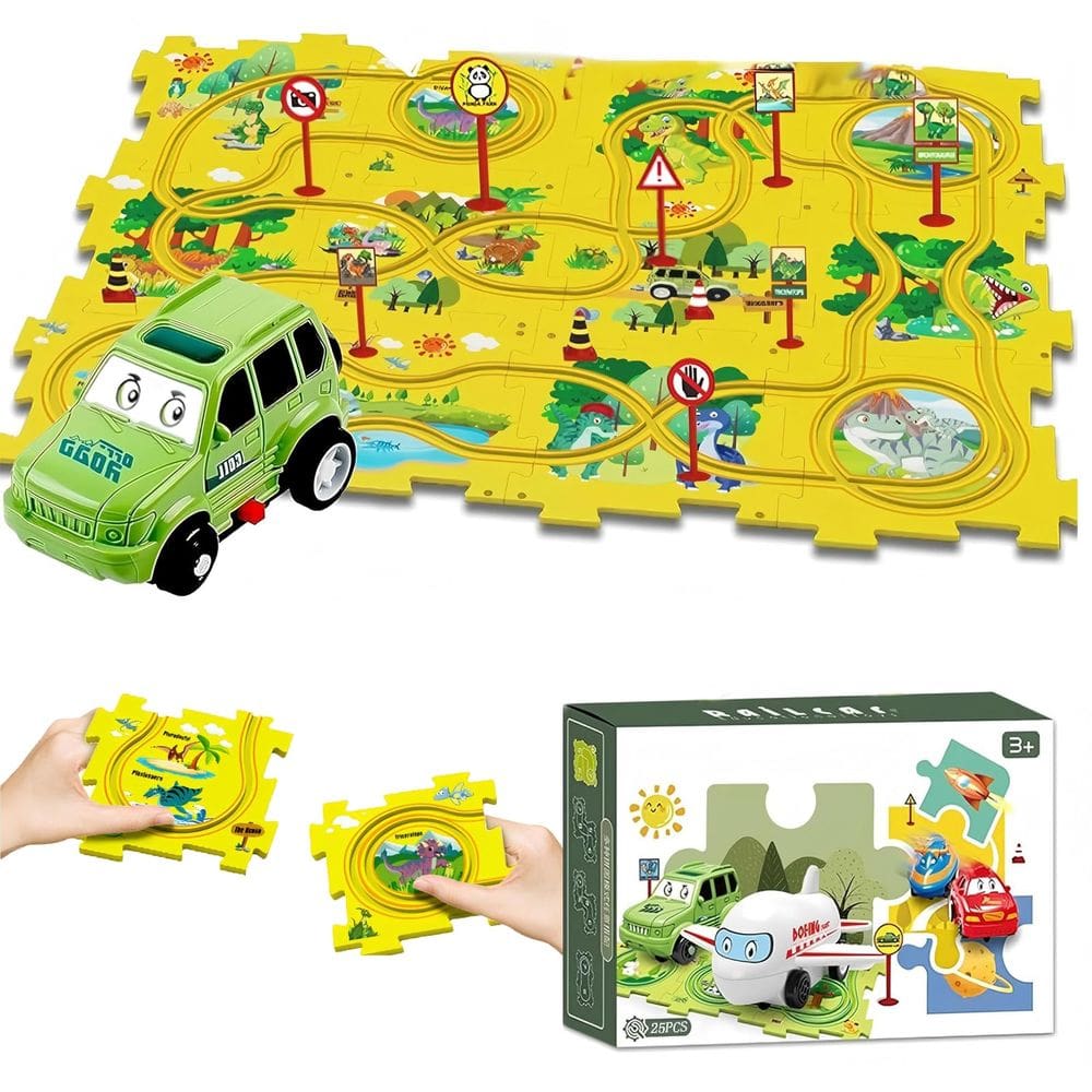 Conjunto Puzzle Racer Car Track Set, 25 peças para crianças de mais de 3 anos