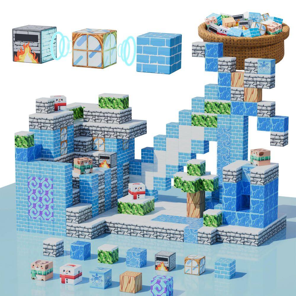 Blocos magnéticos Build Mine Frozen Castle 121 unidades com portal mágico