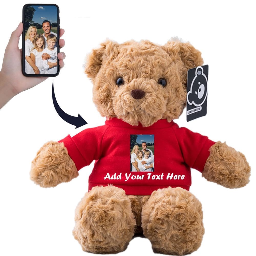 Brinquedo de pelúcia Stuffed Bear, ursinho de pelúcia personalizado, 28 cm, vermelho