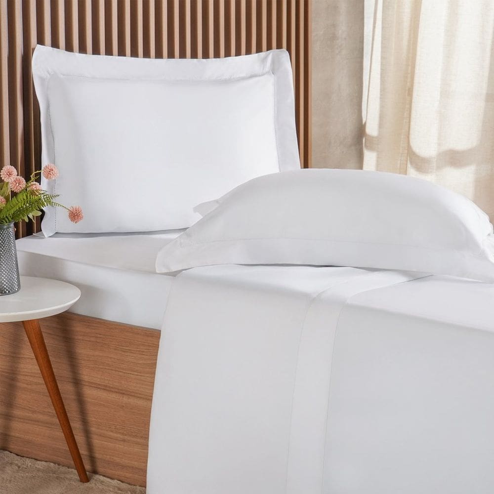 Jogo de Cama King 4 Pçs Ricamo 300 Fios 100% Algodão 193x203x40cm