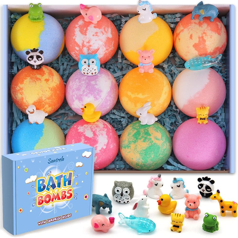 Bombas de banho Santrela para crianças com brinquedos no interior - pacote com 12
