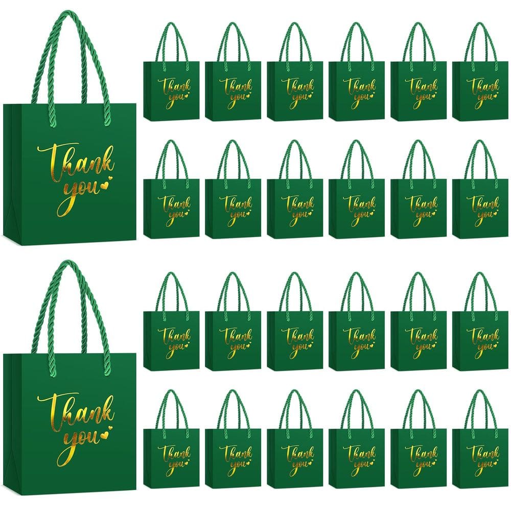 Sacola de presente Honoson Mini Thank You Paper Saco 30 unidades verde escuro