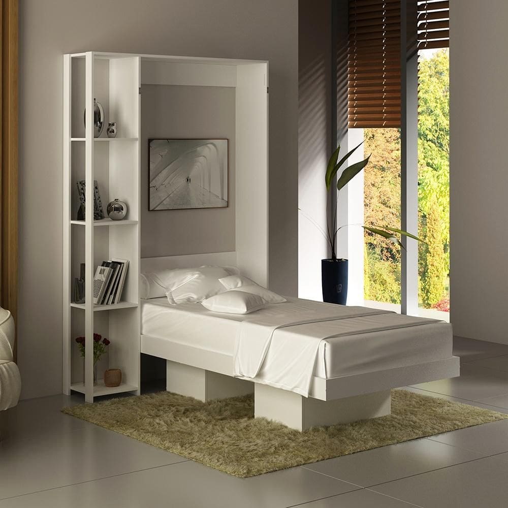 Cama Articulada Solteiro 4 Prateleiras 2 Nichos CM8013 Branco Tecnomobili