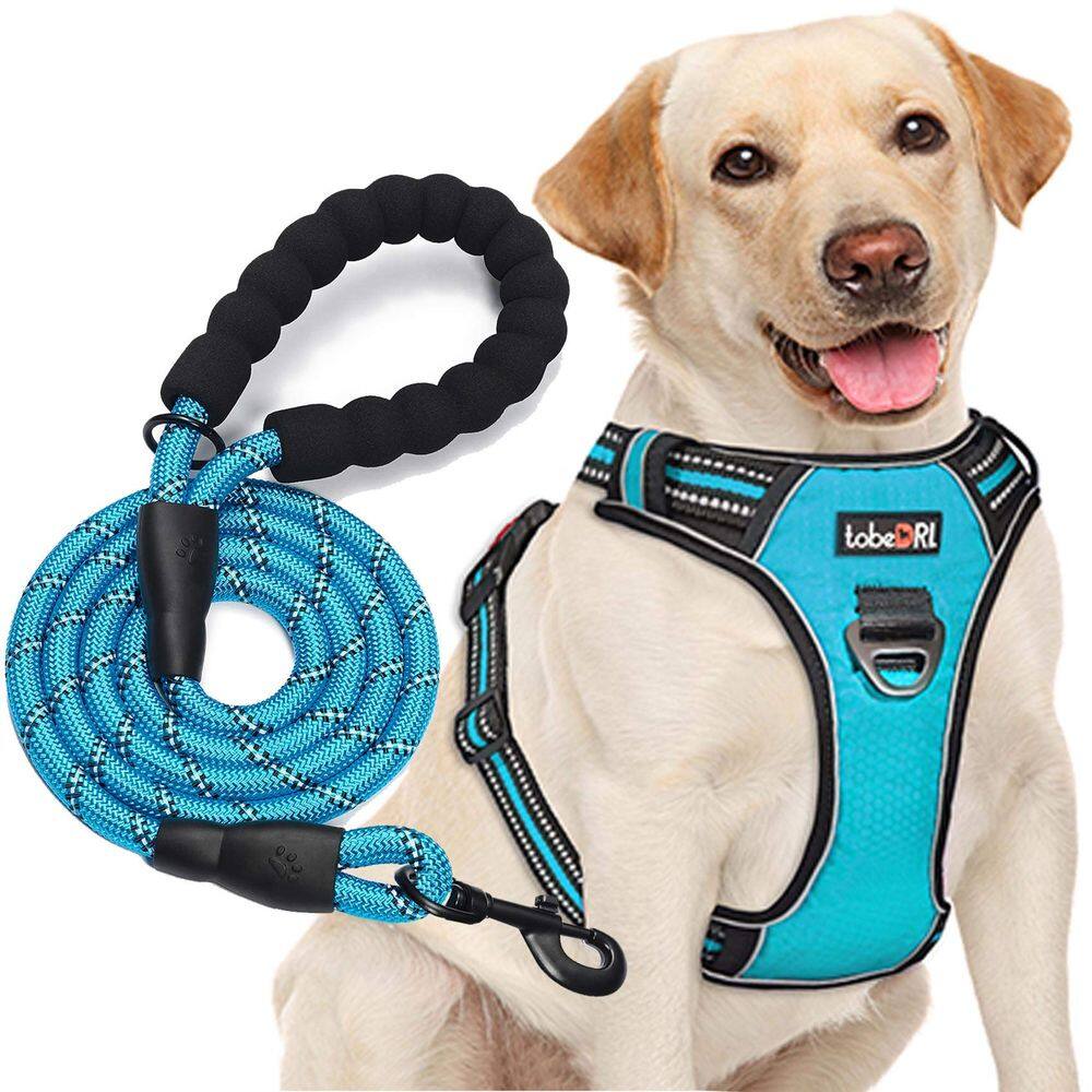 Arnês para cães ToBedri Refletivo Ajustável Oxford Blue L