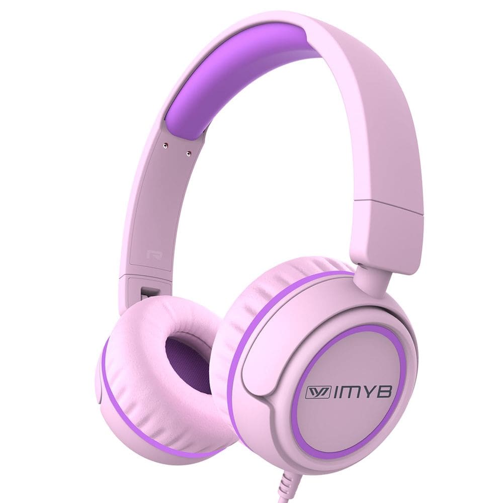 Fones de ouvido IMYB V1 estéreo com fio dobráveis para crianças rosa