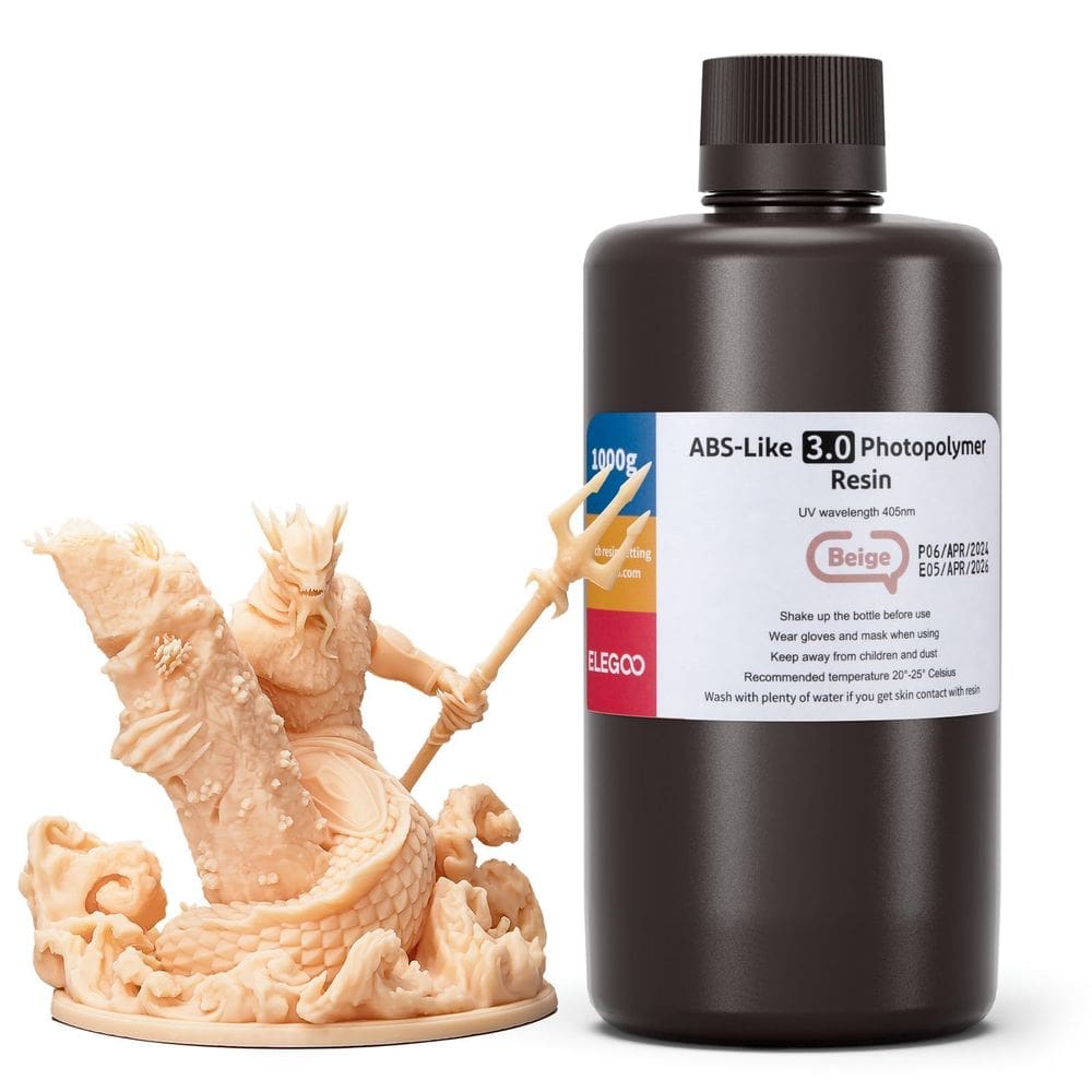 Resina de impressora 3D ELEGOO ABS-like 3.0 Bege de 1 kg para MSLA 3D