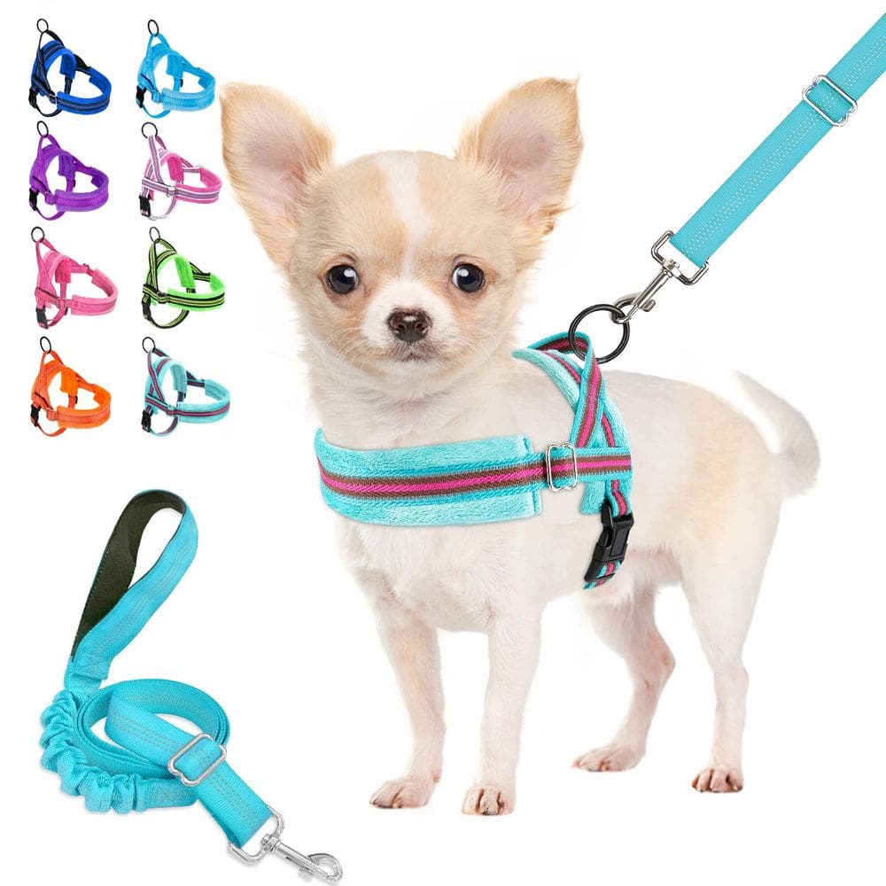 Conjunto de arnês e coleira para cães Lukovee Soft Acolchoado para cães pequenos