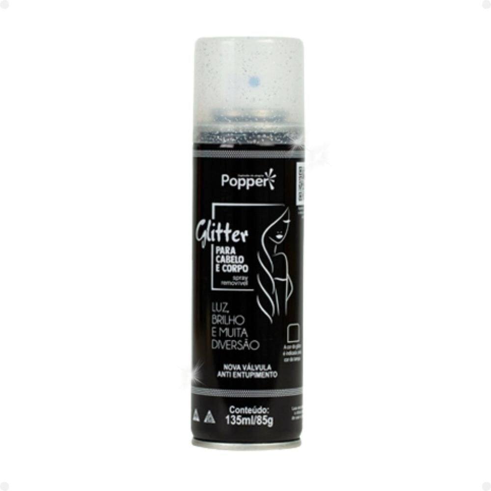 Glitter Popper Para Cabelo e Corpo Prata 150ml