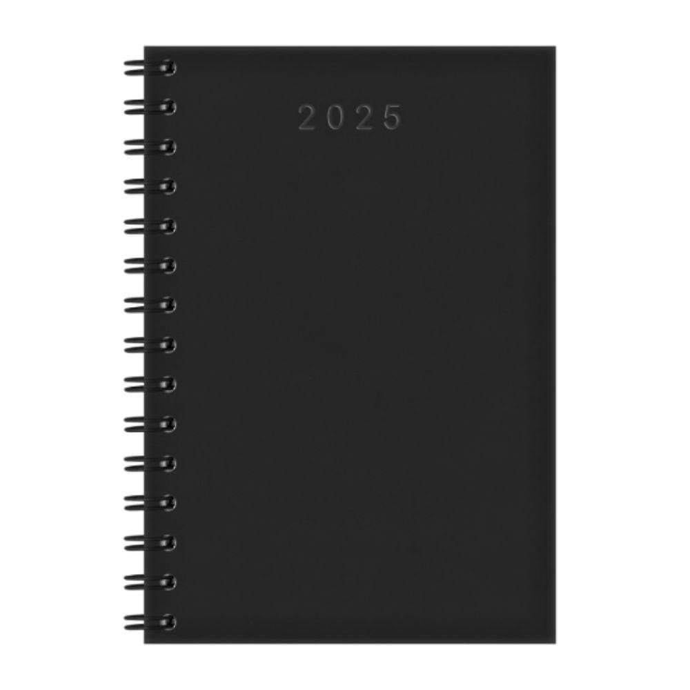 Agenda Diária Espiral Cristal 2025 13,8 X 20cm Redoma Preto