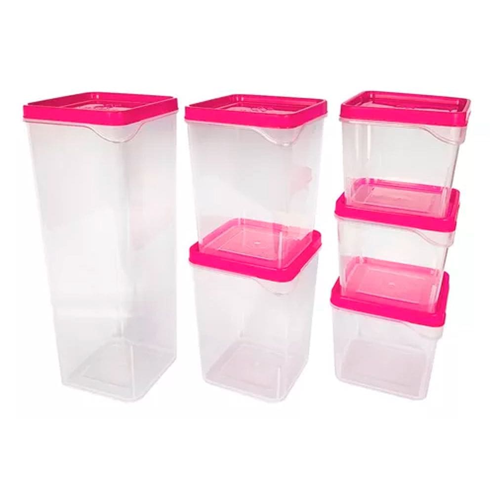 Pote Quadrado Modular Para Cozinha Conjunto C/ 6 Organizador de Alimentos Empilhável
