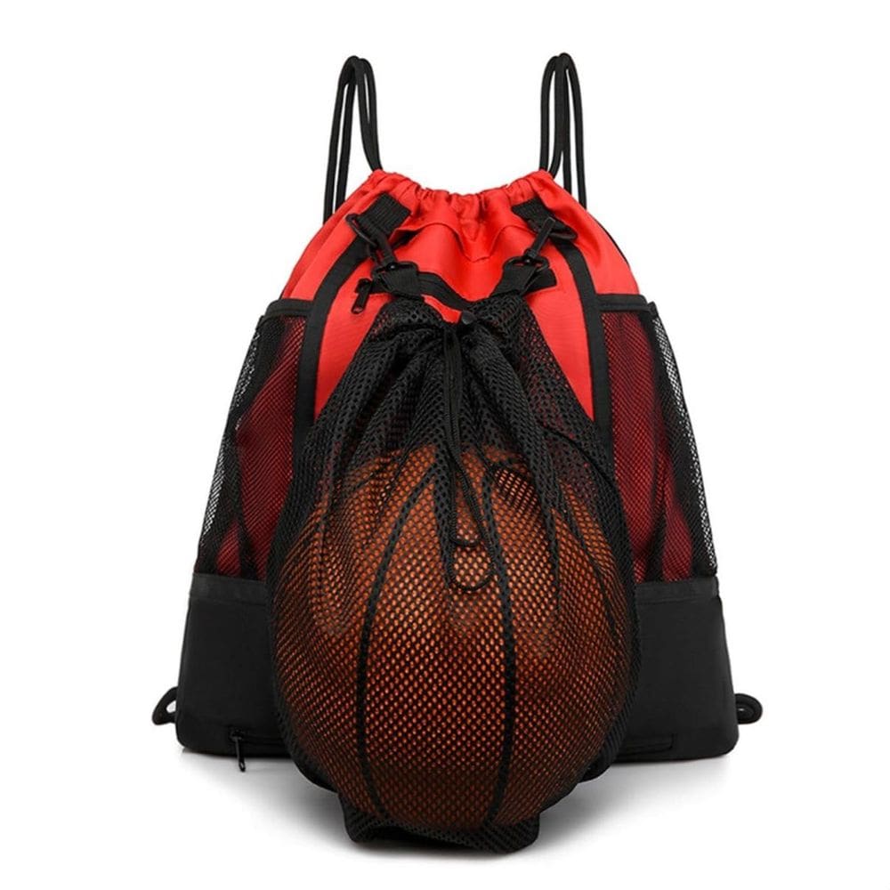 Mochila STAY GENT Drawstring Basketball para meninos e meninas vermelha