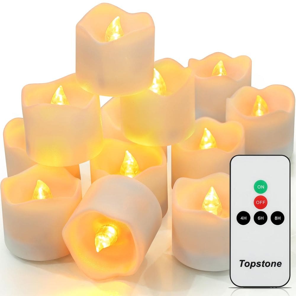 Luzes de chá LED e velas Topstone Flickering com controle remoto