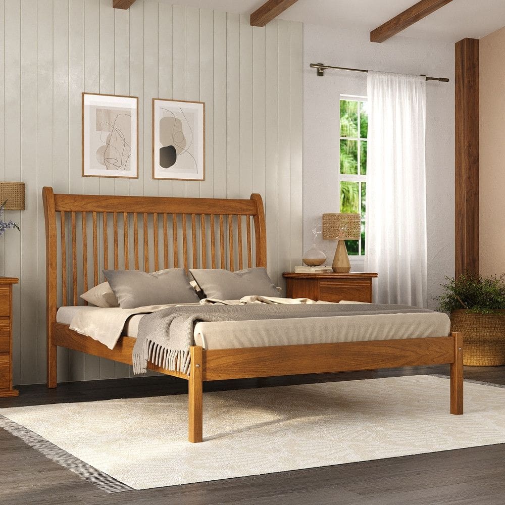 Cama Queen em Madeira Maciça Napoli Móveis Nathalia