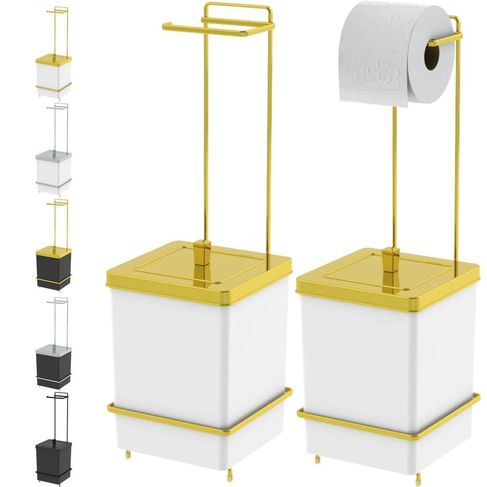 Lixeira Quadrada 6,5 Litros E Suporte Para Papel Higiênico