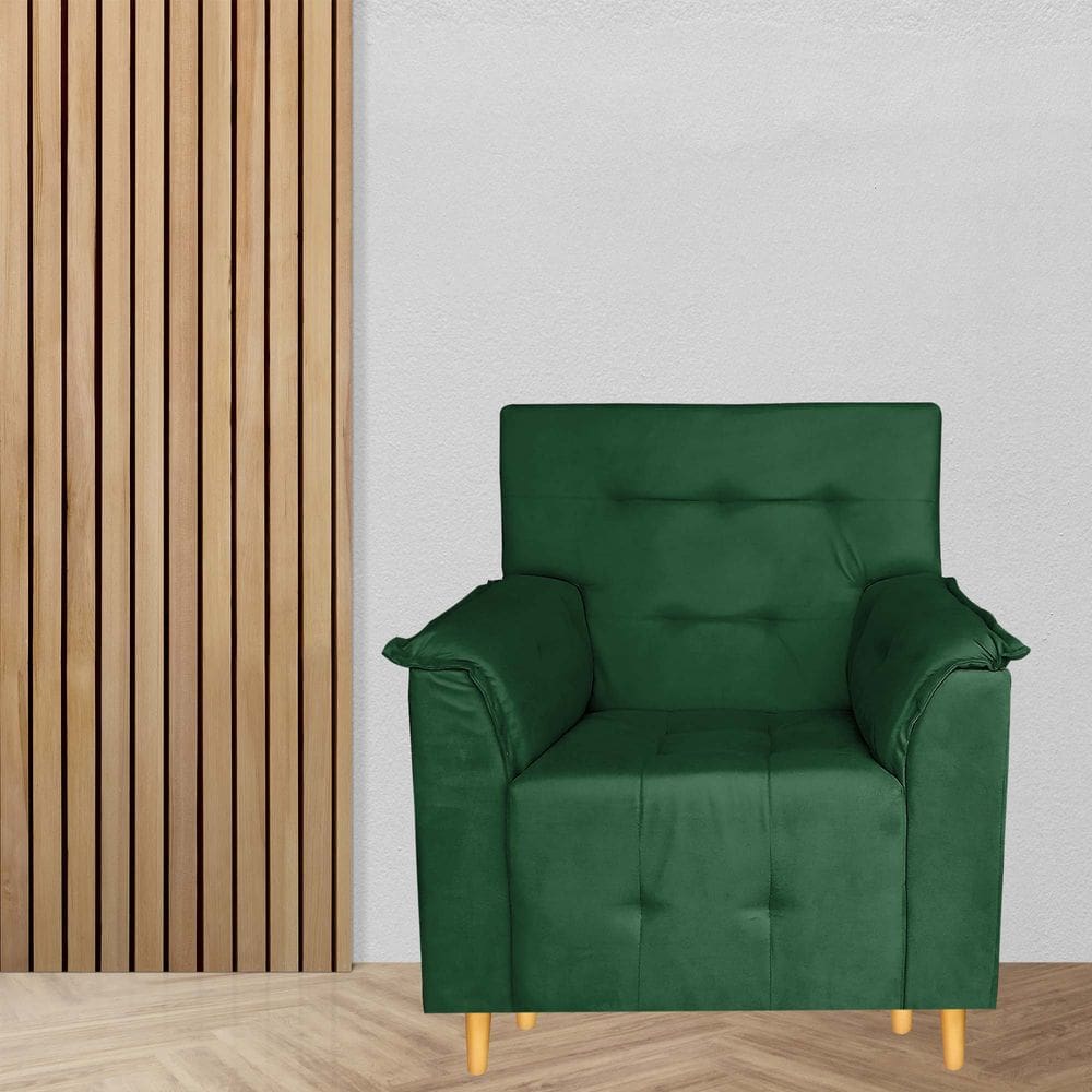 Poltrona Decorativa Valentina Confortável Para Sala Quarto Recepção Verde
