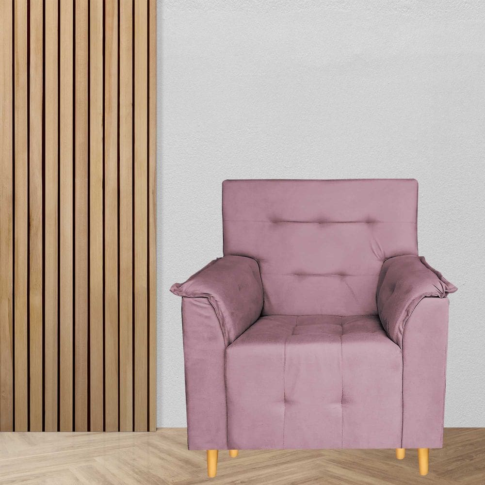 Poltrona Decorativa Valentina Confortável Para Sala Quarto Recepção Rose