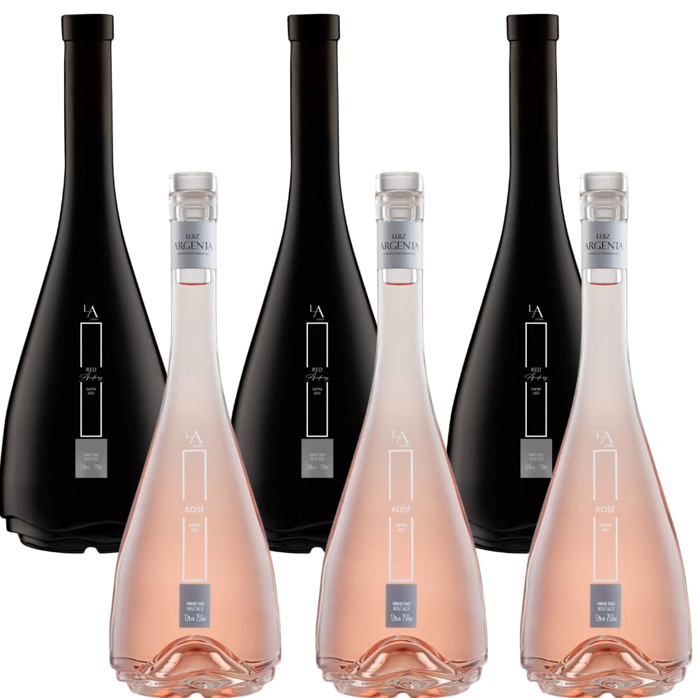 Kit Misto 6 Vinho Seco Rosé Audrey E  Vinho Seco Tinto Red Audrey L.A. Luiz Argenta Jovem  750 Ml