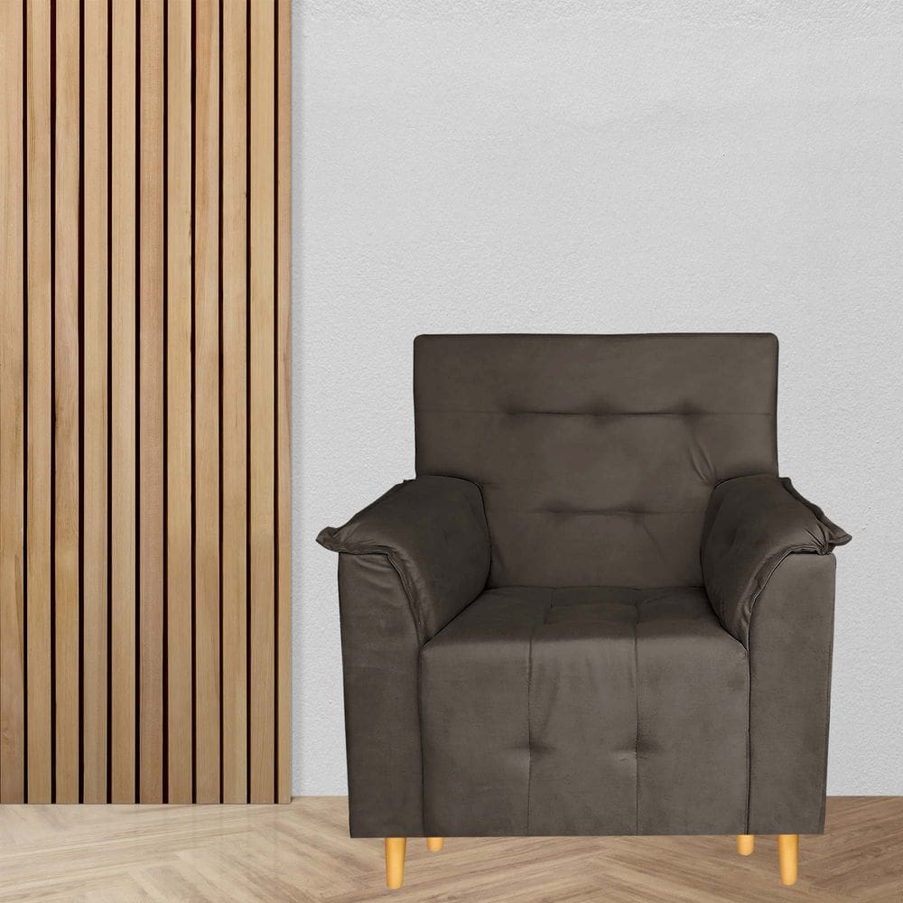 Poltrona DecorativaValentina Confortável Para Sala Quarto Recepção Marrom