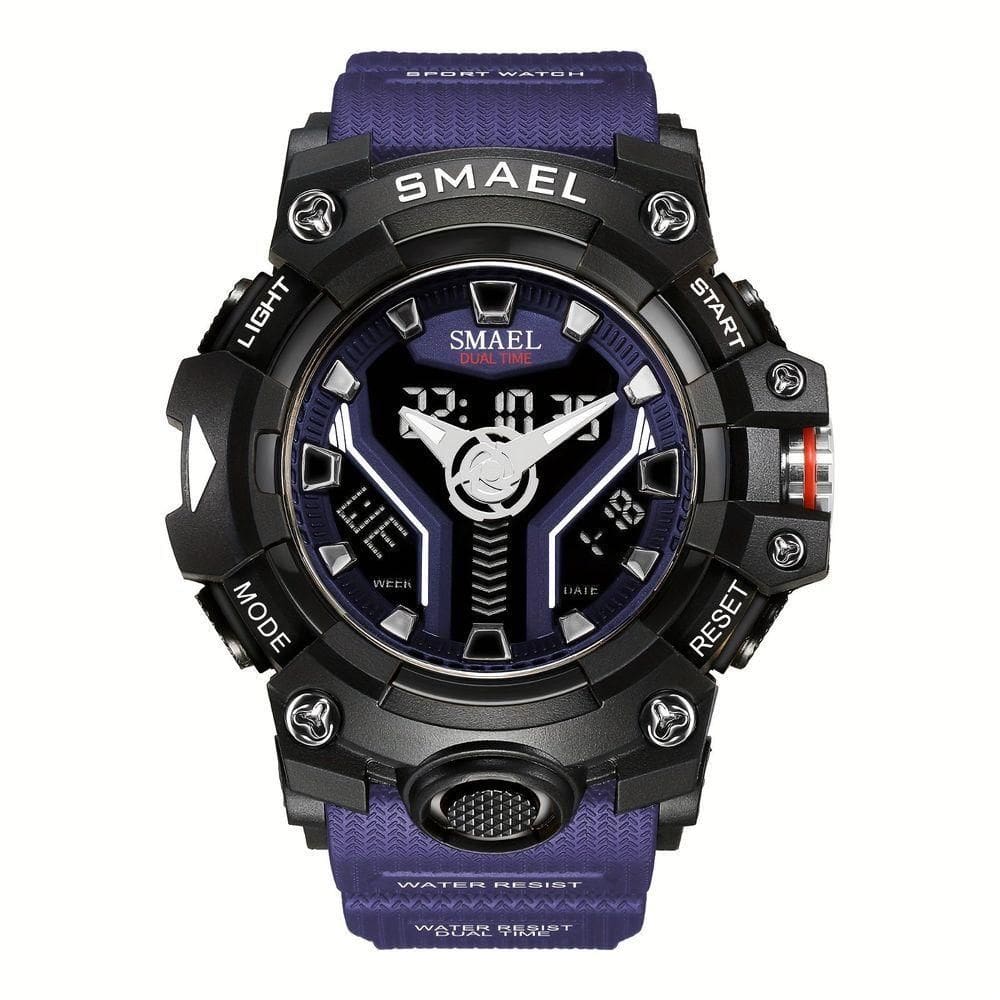 Relógio Esportivo Com Alarme Cronômetro E Display De Hora Pulseira De Silicone Multifuncional Azul