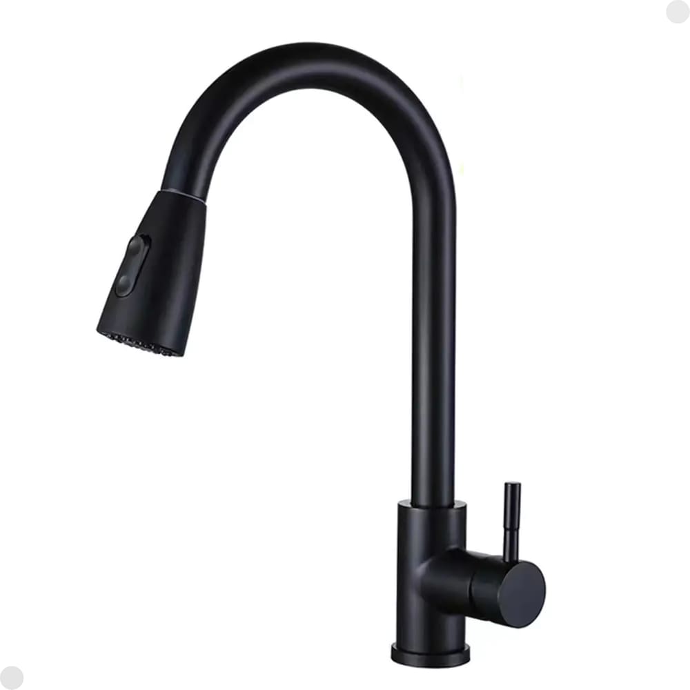 Torneira Cozinha Gourmet Misturador Monocomando Extensível Preto Fosco
